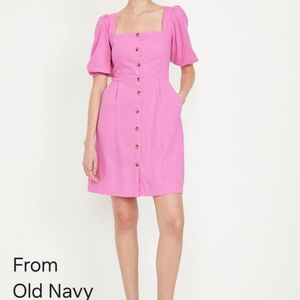 Old Navy Pink Puff Sleeve Mini Dress Size XL